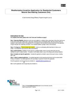Email With Required Documents  Print and Mail 2016 Weatherization Incentive Application for Residential Customers