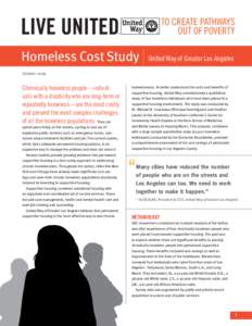 TO CREATE PATHWAYS OUT OF POVERTY ™  Homeless Cost Study