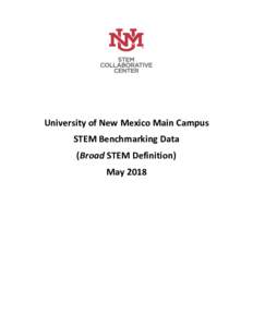 University of New Mexico Main Campus STEM Benchmarking Data (Broad STEM Definition) May 2018  UNM STEM Benchmarking Data, Broad STEM Definition | May 2018