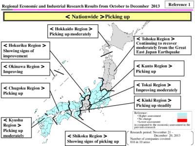 Regional Economic and Industrial Research Results from October to December[removed]Reference 1 ＜ Nationwide ＞Picking up ＜ Hokkaido Region ＞