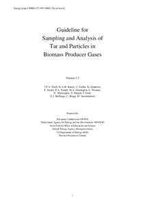 Energy project ERK6-CT1999Tar protocol)  Guideline for Sampling and Analysis of Tar and Particles in Biomass Producer Gases
