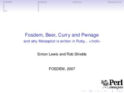 FOSDEM  Metasploit Summary