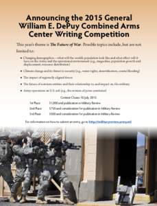 Military Review Announcing the 2014 General William E. DePuy Combined Arms Center Writing Competition