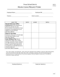 Provo	School	District	  5400	F1 (Yellow)	  	HOURLY	LEAVE	REQUEST	FORM