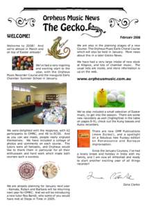 Orpheus Music News  The Gecko WELCOME!
