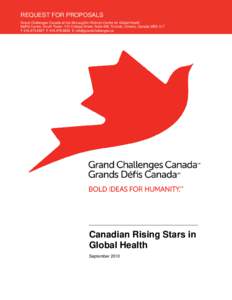 REQUEST FOR PROPOSALS Grand Challenges Canada at the McLaughlin-Rotman Centre for Global Health MaRS Centre, South Tower, 101 College Street, Suite 406, Toronto, Ontario, Canada M5G 1L7 TFE in