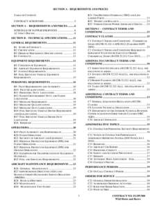 SECTION A - REQUIREMENTS AND PRICES TABLE OF CONTENTS B31 TIME BETWEEN OVERHAUL (TBO) AND LIFELIMITED PARTS ............................................................... 23 B32 WEIGHT AND BALANCE ......................