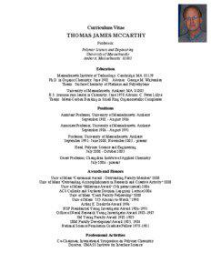 Curriculum Vitae  THOMAS JAMES MCCARTHY
