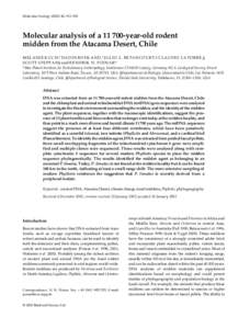 Molecular Ecology, 913–924  Molecular analysis of ayear-old rodent midden from the Atacama Desert, Chile  Blackwell Science, Ltd