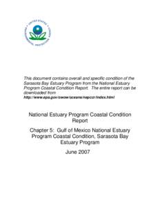 National Estuary Program Coastal Condition Report, NEP CCR -Chapter 5, Sarasota Bay Estuary Program through Galveston Bay Estuary Program