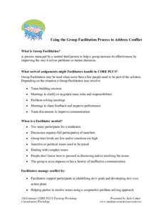 Using the Group Facilitation Process to Address Conflict