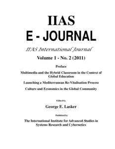 IIAS E - JOURNAL IIAS International Journal Volume 1 - NoPreface