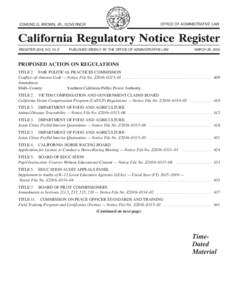 California Code of Regulations / California Regulatory Notice Register / Traceability / Government / Computing / Regulatory Flexibility Act