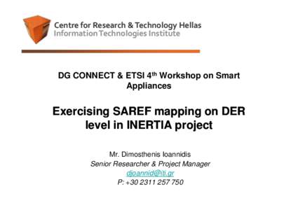 Exercising SAREF mapping on DER level in INERTIA project