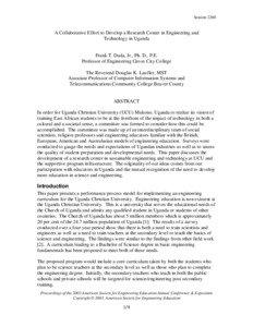 Session[removed]A Collaborative Effort to Develop a Research Center in Engineering and