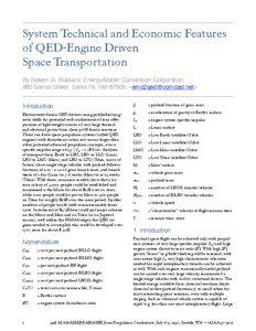 System Technical and Economic Features of QEDEngine Driven Space Transportation