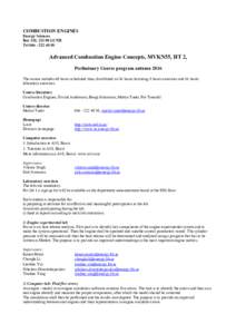 COMBUSTION ENGINES Energy Sciences Box 118, LUND Tel  Advanced Combustion Engine Concepts, MVKN55, HT 2,