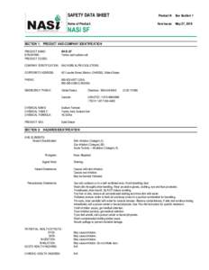 SAFETY DATA SHEET  Product #: See Section 1 Name of Product: