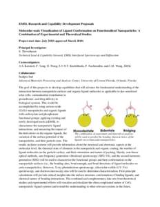 EMSL Research and Capability Development Proposals Molecular-scale Visualization of Ligand Conformation on Functionalized Nanoparticles: A Combination of Experimental and Theoretical Studies Project start date: July 2010