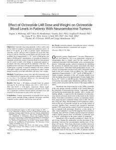 JOBNAME: pan 31#PAGE: 1 OUTPUT: Wednesday October 19 08:24:lww/panMPA200087 ORIGINAL ARTICLE  Effect of Octreotide LAR Dose and Weight on Octreotide