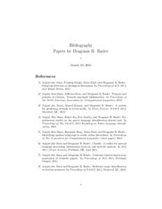 Bibliography Papers by Dragomir R. Radev * March 19, 2015  References