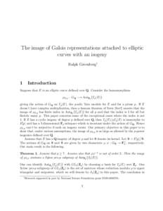 The image of Galois representations attached to elliptic curves with an isogeny Ralph Greenberg† 1