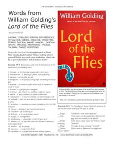 the AVOCABO VOCABULARY SERIES  Words from William Golding’s Lord of the Flies Avocabo Wordlist 85
