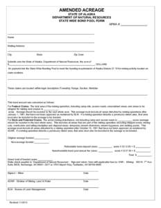 AMENDED ACREAGE STATE OF ALASKA DEPARTMENT OF NATURAL RESOURCES STATE WIDE BOND POOL FORM APMA #