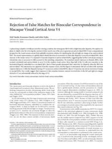 8170 • The Journal of Neuroscience, September 15, 2004 • 24(37):8170 – 8180  Behavioral/Systems/Cognitive Rejection of False Matches for Binocular Correspondence in Macaque Visual Cortical Area V4