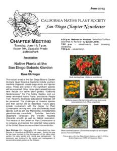 JuneCHAPTER MEETING Tuesday, June 18; 7 p.m. Room 104, Casa del Prado Balboa Park