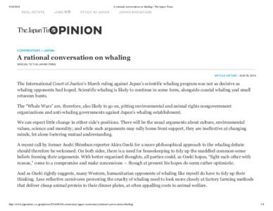   転職 A rational conversation on whaling | The Japan Times