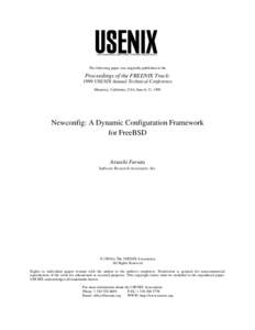 THE ADVANCED COMPUTING SYSTEMS ASSOCIATION  The following paper was originally published in the Proceedings of the FREENIX Track: 1999 USENIX Annual Technical Conference