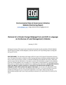     Environmental Data & Governance Initiative  Website Monitoring Report  envirodatagov.org​ |  