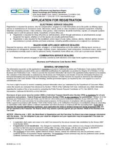 Bureau of Electronic and Appliance Repair, Home Furnishings and Thermal Insulation - Applicaton for Registration