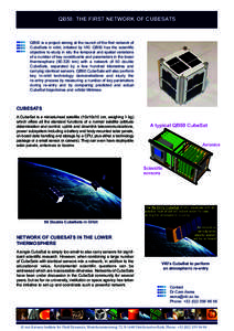 QB50: THE FIRST NETWORK OF CUBESATS  QB50 is a project aiming at the launch of the first network of CubeSats in orbit, initiated by VKI. QB50 has the scientific objective to study in situ the temporal and spatial variati