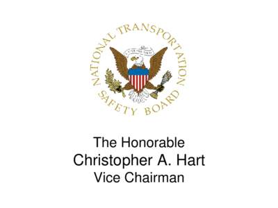The Honorable  Christopher A. Hart Vice Chairman  What the NTSB Does