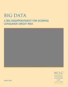 BIG DATA A BIG DISAPPOINTMENT FOR SCORING CONSUMER CREDIT RISK NCLC® March 2014