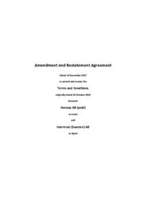 Amendment and Restatement Agreement Dated 14 December 2017 to amend and restate the Terms and Conditions originally dated 10 October 2016