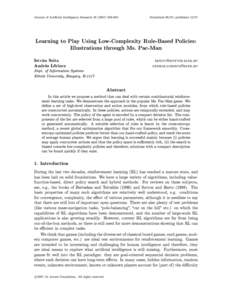 Journal of Articial Intelligence Research684  Submitted 06/07; publishedLearning to Play Using Low-Complexity Rule-Based Policies: Illustrations through Ms. Pac-Man