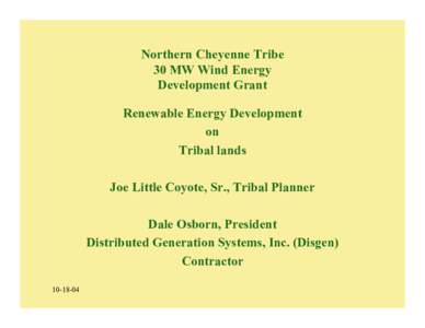 Northern Cheyenne Tribe30 MW Wind Energy Development Grant