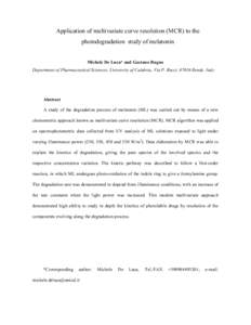 Application of multivariate curve resolution (MCR) to the photodegradation study of melatonin