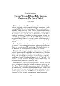 Part_V.qxp_CTR 6x9[removed]:51 PM Page 225  Chapter Seventeen Tunisian Women: Political Role, Gains and Challenges (The Case of Parity)