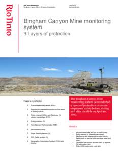 Rio Tinto Kennecott Bingham Canyon Mine – 9 layers of protection July 2013 kennecott.com