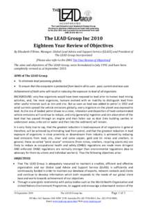 The Lead Education and Abatement Design Group Working to eliminate childhood and foetal lead poisoning by the year 2012 and to protect the environment from lead ABNThe LEAD Group Inc 2010