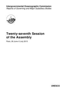 IOC. Assembly; 27th; Draft summary report (of the twenty-seventh session of the IOC Assembly); 2013