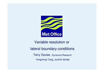 Variable resolution or lateral boundary conditions Terry Davies Dynamics Research