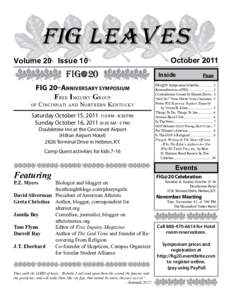 FIG Leaves Volume 20 Issue 10 FIG@20 FIG 20 Anniversary Symposium F ree I nquiry G roup