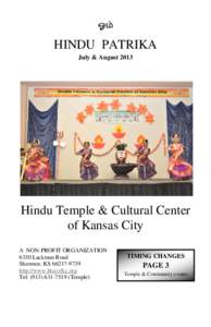 ஓ  HINDU PATRIKA July & AugustHindu Temple & Cultural Center