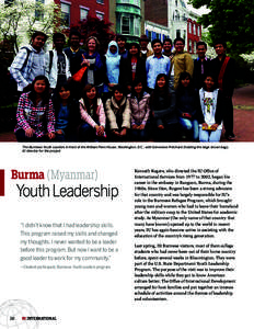 The Burmese Youth Leaders in front of the William Penn House, Washington, D.C., with Genevieve Pritchard (holding the large brown bag), IU director for the project Burma (Myanmar)  Youth Leadership