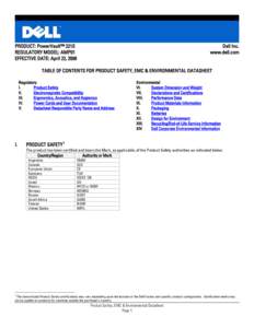 Product Safety, EMC and Environmental Datasheet